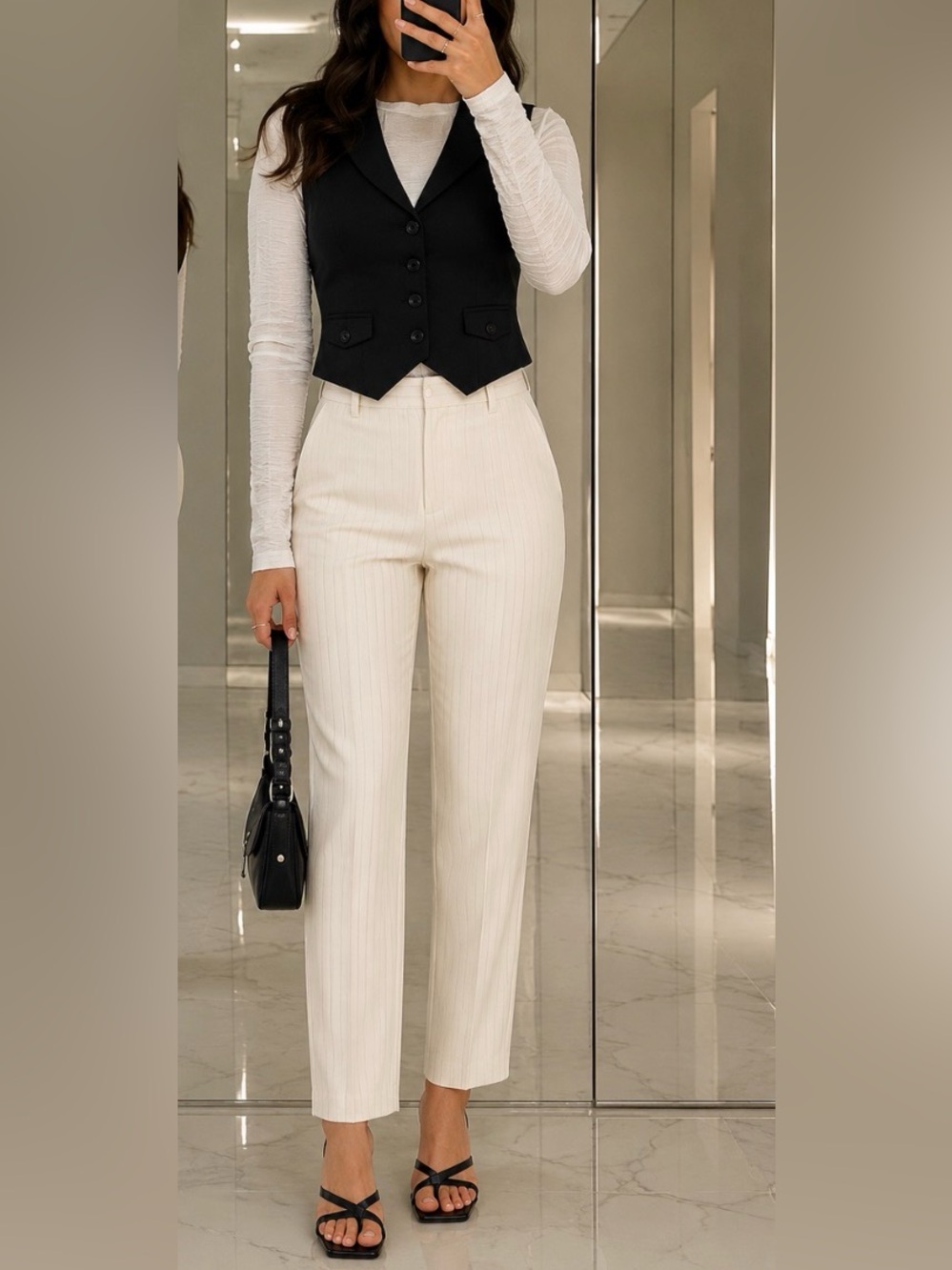 UNIQLO Off-White Pinstripe Pants